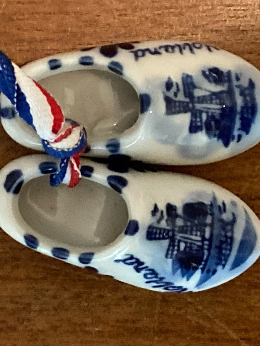 Vintage Style Holland Delft Blue Dutch Clog Shoes Ornament Windmill